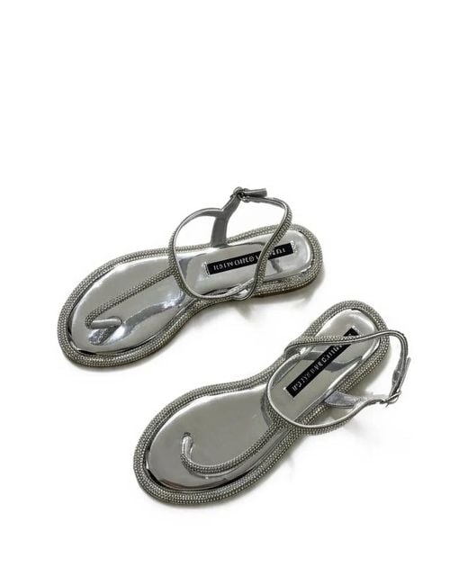 Twentyfourhaitch Metallic Torimbia Crystal-Embellished Sandals