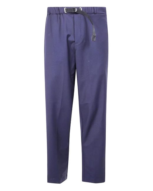 White Sand Blue Aldjustable-Belt Wool Trousers for men