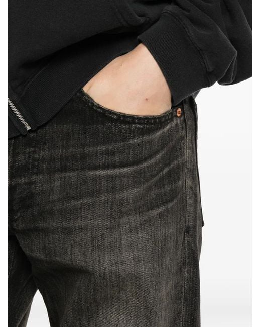 KAMIYA Black Faded Straight-Leg Jeans for men