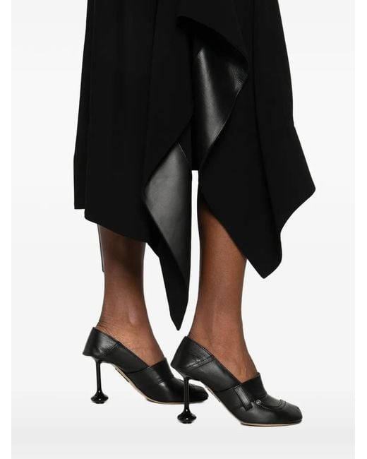 Loewe Black Belt-Loops Leather-Details Midi Skirt