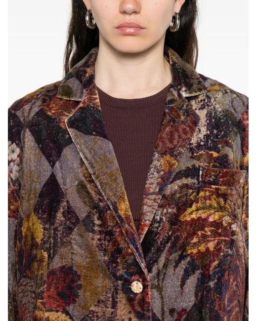 Blazer À Fleurs Imprimées Yavi en coloris Brown