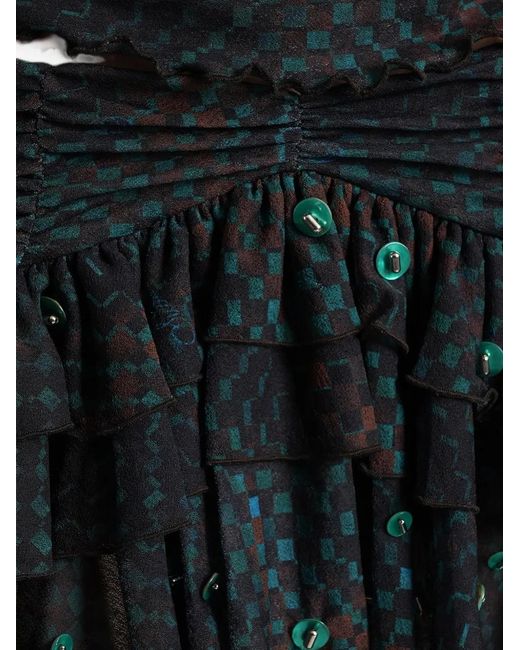 Siedres Black Ruffled Button-Embellished Skirt