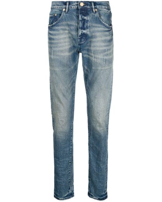 Purple Brand Blue P001 Low-rise Slim-leg Jeans for men