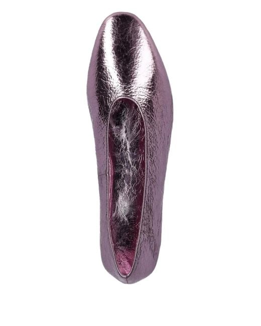 Jeffrey Campbell Brown Metallic-Effect Leather Ballet Flats