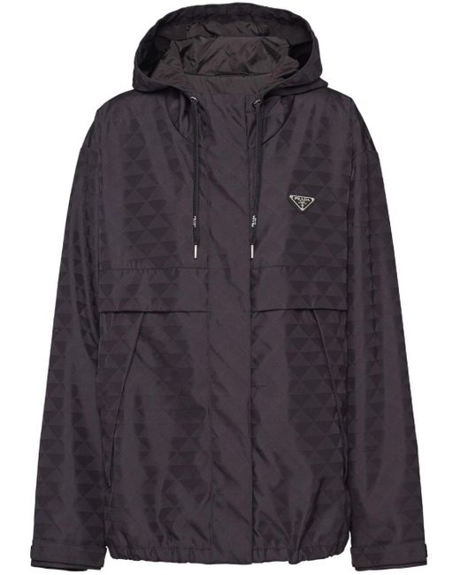 Prada Black Triangle-logo Hooded Jacket