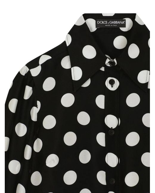 Dolce & Gabbana Black Polka-Dot Silk Twill Shirt for men