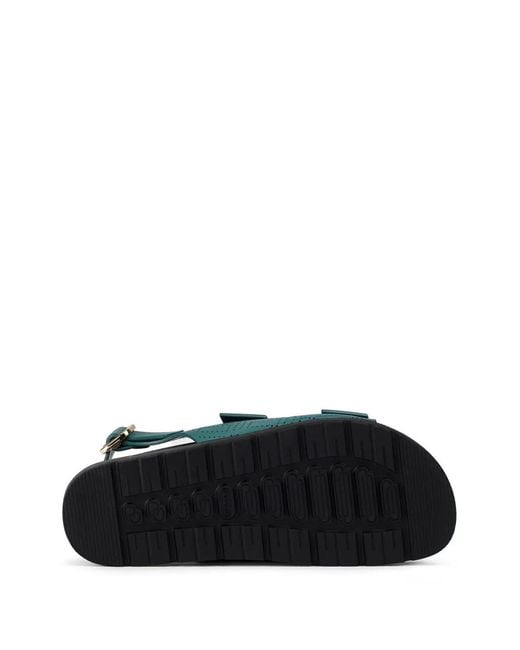 Doucal's Green Perforated Buckle Leather Sandals