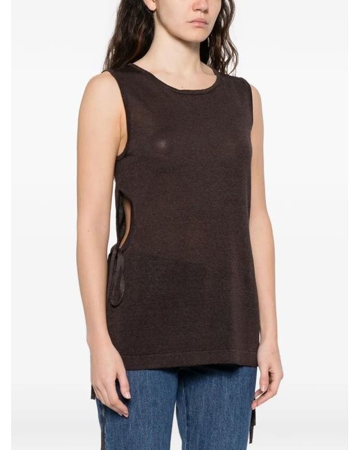 P.A.R.O.S.H. Black Side-Ties Knitted Vest