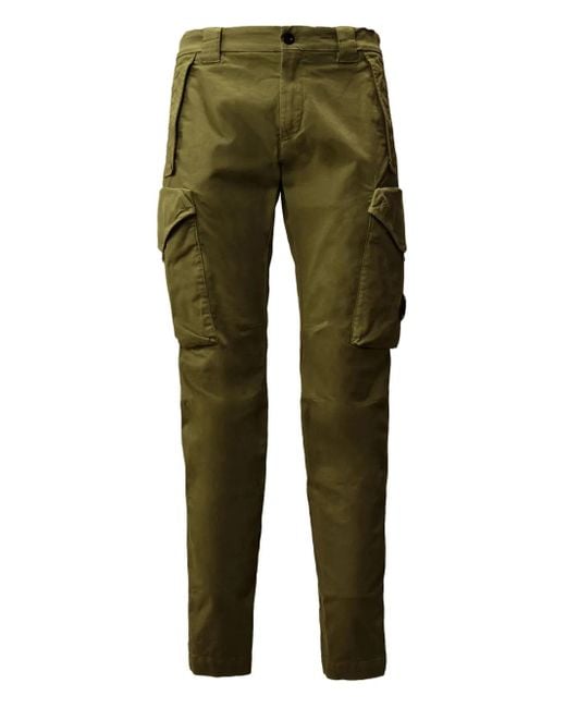 C P Company Green Cargo-Pocket Trousers for men