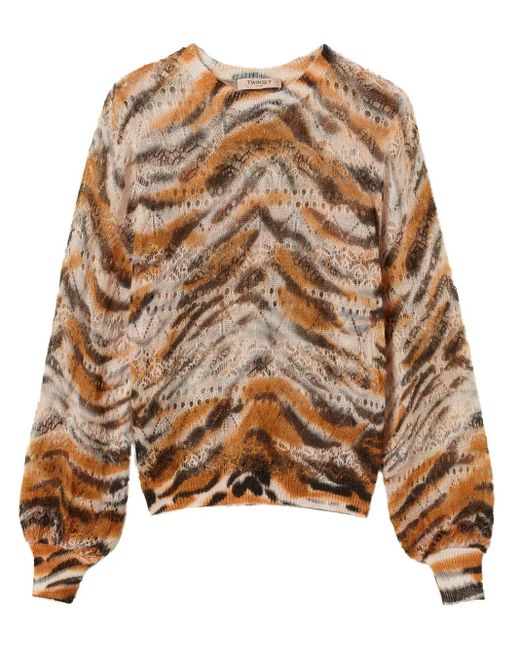 Twinset Brown Animal Print Jumper