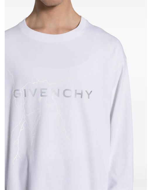 Givenchy White Logo-Print Cotton T-Shirt for men