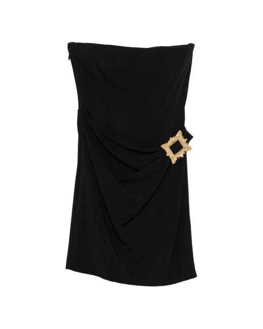 Moschino Black Buckle-Detail Strapless Dress