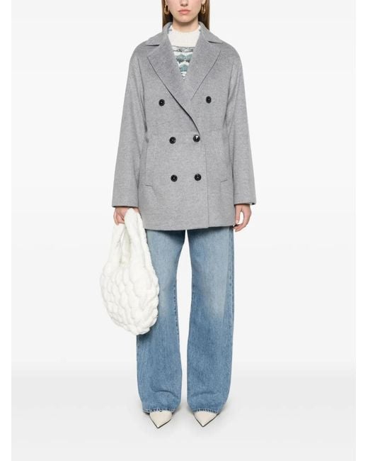 Herno Gray Virgin Wool Peacoat