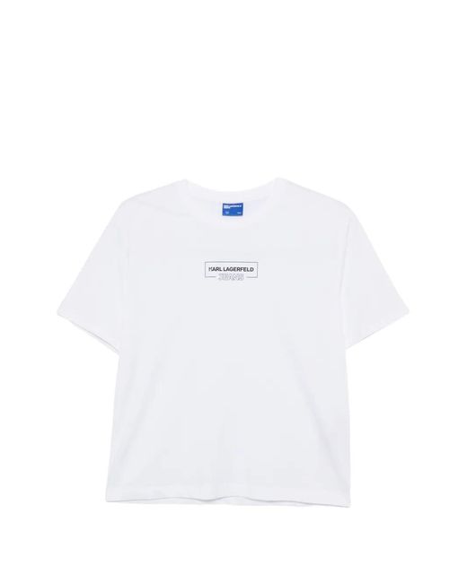 Karl Lagerfeld White T-Shirt À Logo Imprimé
