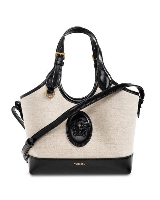 Versace Black Rivière Small Canvas Tote