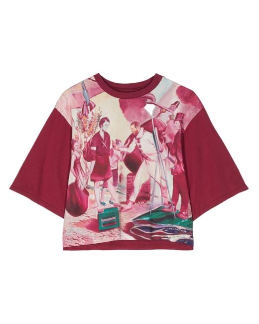 Undercover Red Painterly-print Cotton T-shirt
