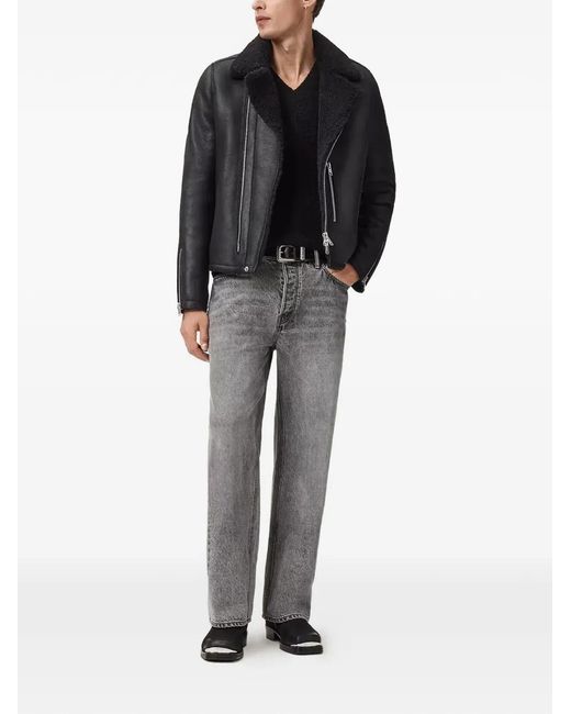 AllSaints Black Correz Zip-Fastening Jacket for men