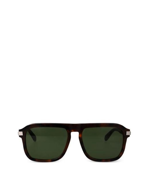 Ferragamo Eyewear Green Tortoiseshell-Effect Square-Frame Sunglasses for men