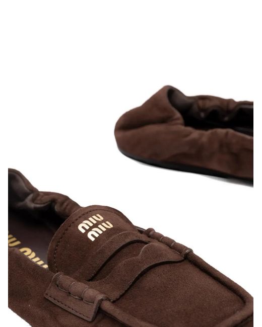 Miu Miu White Logo-Print Loafers