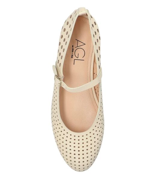 Agl Attilio Giusti Leombruni Natural Perforated-Design Ballet Flats