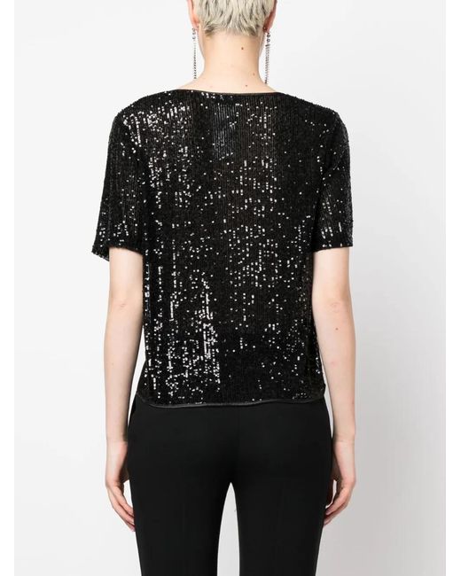 Tom Ford Black Sequin Short-Sleeve Top