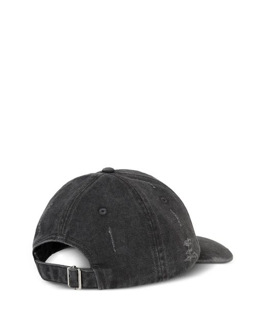 Karl Lagerfeld Black Washed Distressed-Effect Baseball Cap