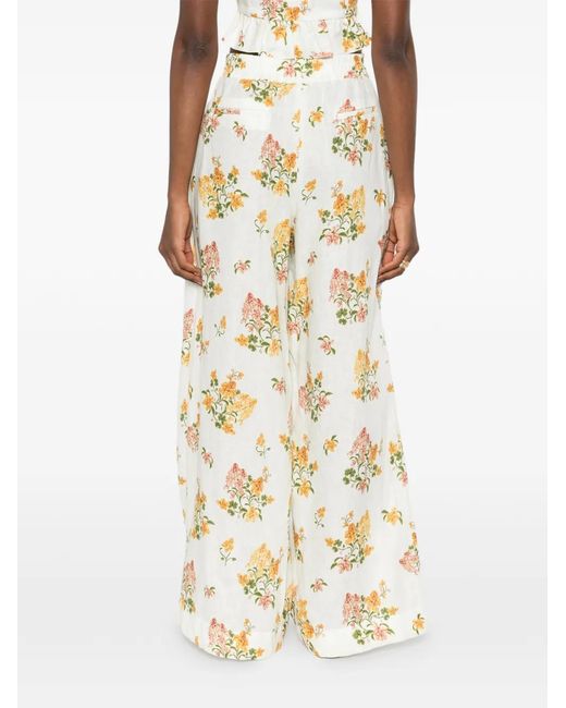 Agua Bendita White Tota Cordillera Floral Palazzo Pants