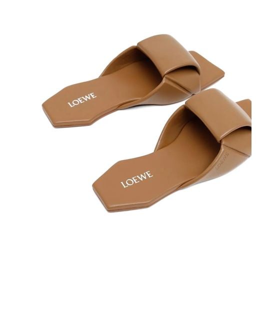 Loewe Brown Origami Square-Toe Sandals