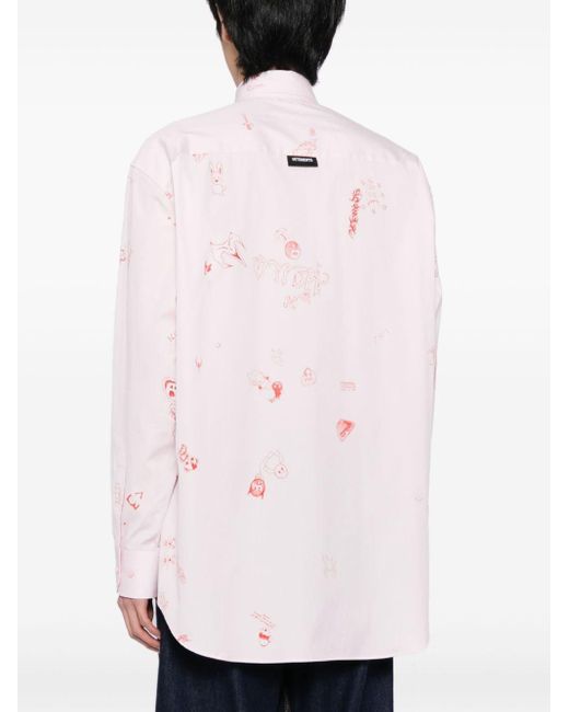 Vetements Shirt Met Print En Lange Mouwen in het Pink