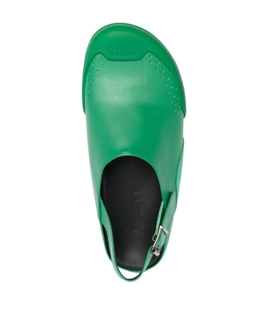Marni Green Slingback Round-Toe Sandals for men