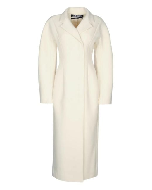 Jacquemus White Curved Le Manteau Coat