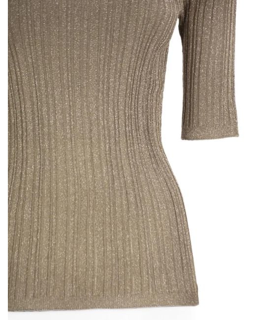 Fabiana Filippi Gray Ribbed-Knit T-Shirt