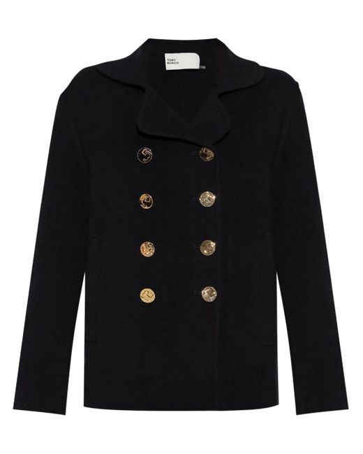 Tory Burch Black Wool Peacoat