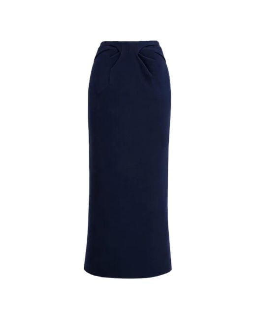 Gemy Maalouf Blue Draped-Detail Midi Skirt