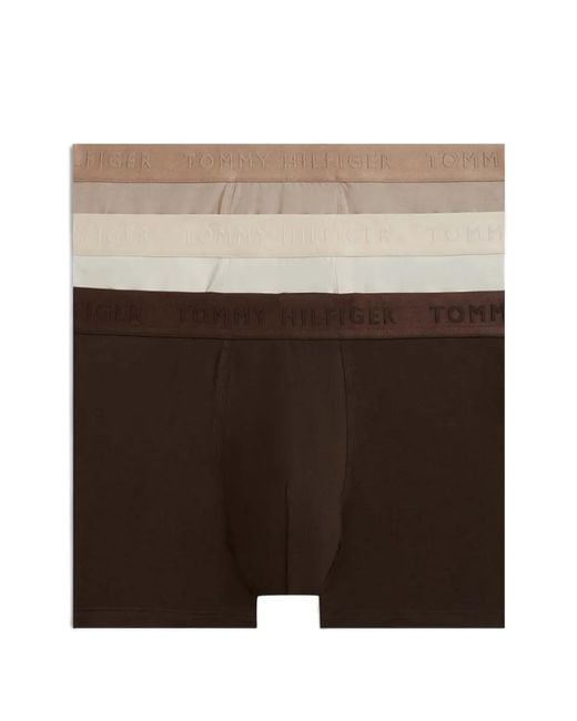 Tommy Hilfiger Brown Logo-Waistband Boxers (Pack Of Three) for men