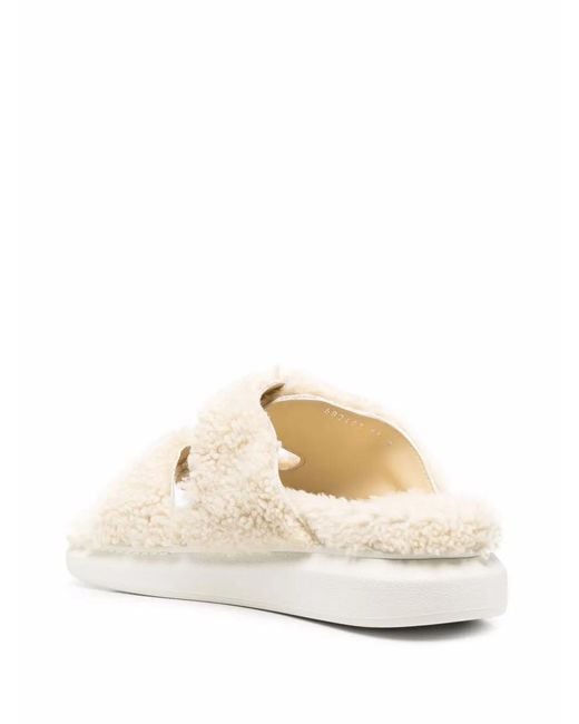 McQueen Natural Shearling-Trim Open Toe Sandals for men