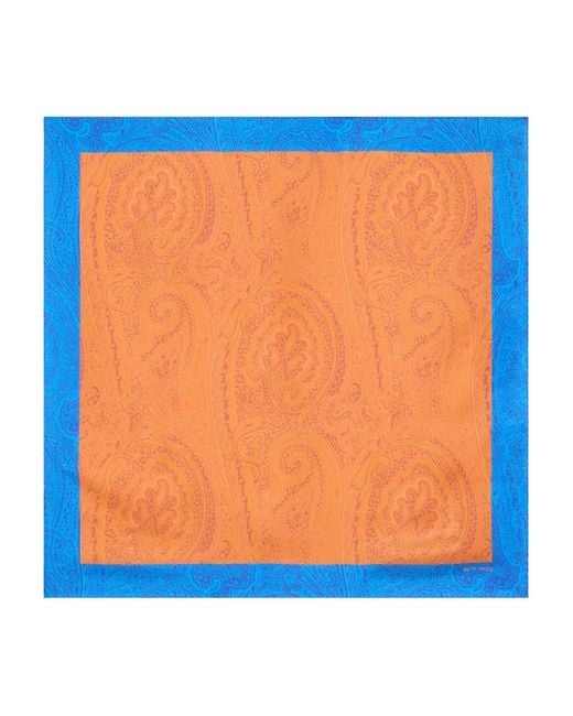 Etro Blue Paisley Silk Scarf