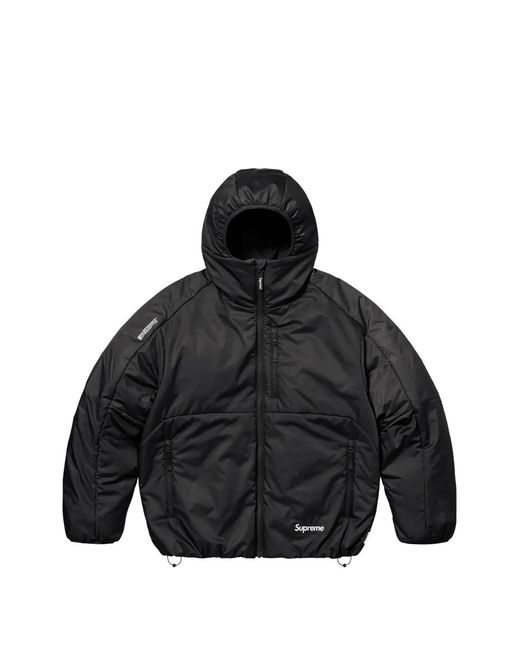 Supreme Black Hooded Insulated Windbreaker Jacket for men