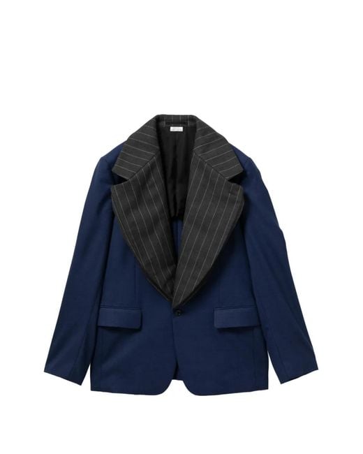 Comme des Garçons Blue Pinstripe Panel Jacket for men