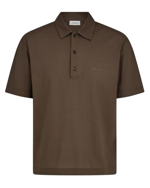 メンズ Ferragamo シグネチャー コットンポロシャツ Brown