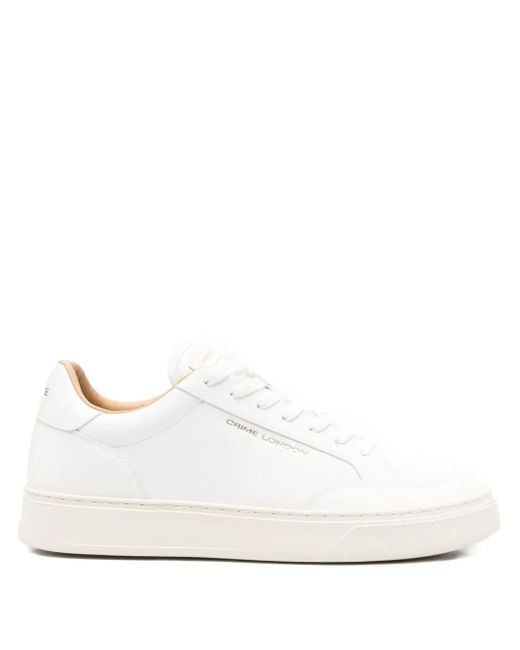 Crime London White Leather Lace-Up Sneakers for men