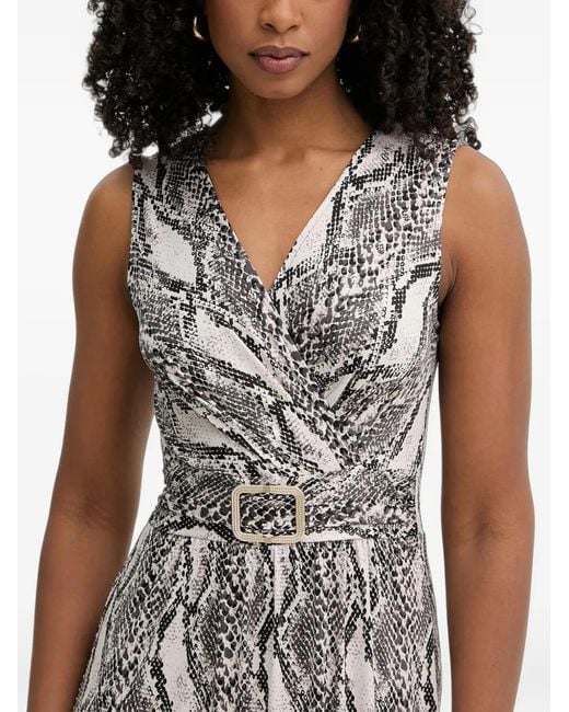 Morgan Natural Snake-Print Belted Maxi Dress