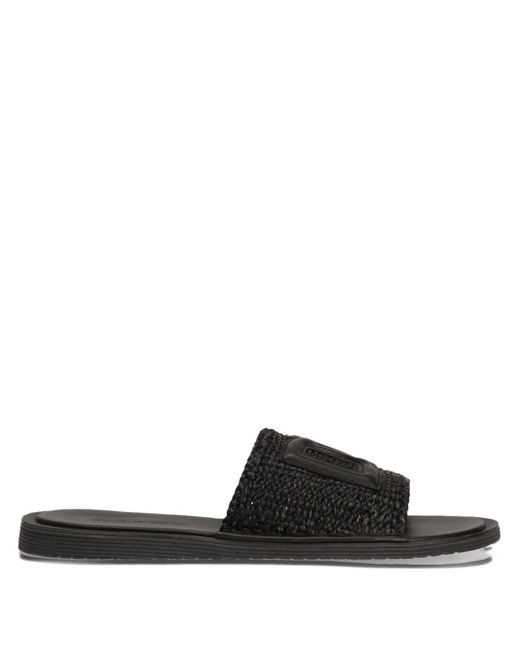 Dolce & Gabbana Black Logo-Appliqué Slides for men
