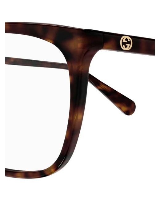 Gucci Brown Rectangle-Frame Glasses