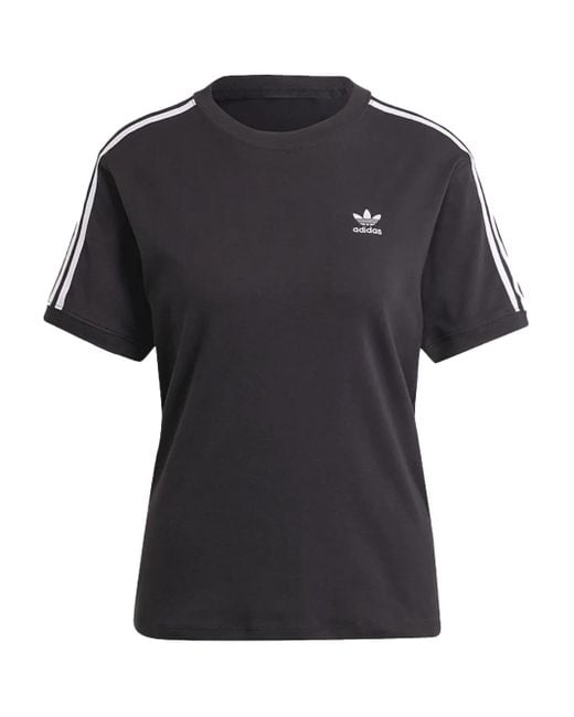T-Shirt Con Dettaglio A 3 Righe di Adidas in Black