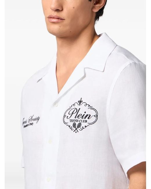 Philipp Plein White Chemise Bowling Tennis Club for men