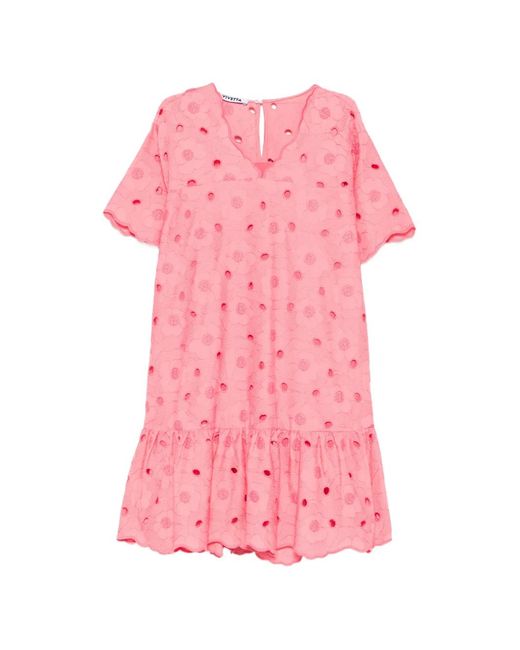 Vivetta Pink Broderie Anglaise Ruffled Dress