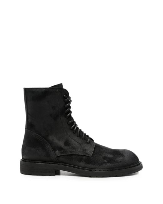 Ann Demeulemeester Black Lace-Up Combat Boots for men