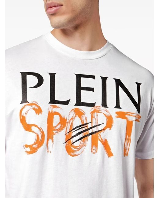 Philipp Plein White Ss Logo-Print Cotton T-Shirt for men