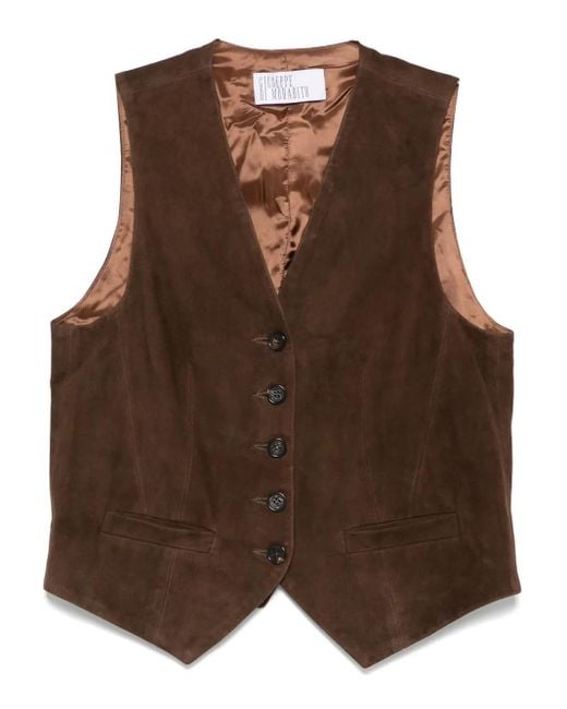 GIUSEPPE DI MORABITO Brown Button-Fastening Suede Waistcoat